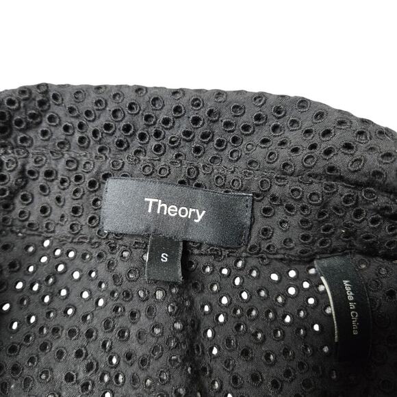 Theory Black Cotton Ruffle Blouse Size Small - Picture 4 of 4